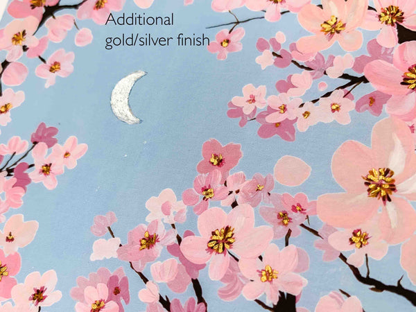 Sakura Under Silver Moon - Art Print