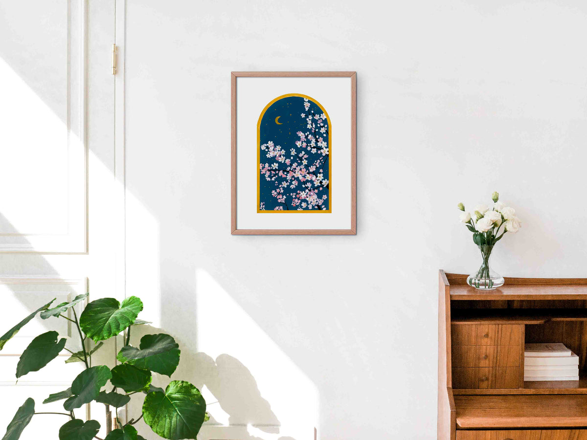 Cherry Blossoms Window Scene - Art Print