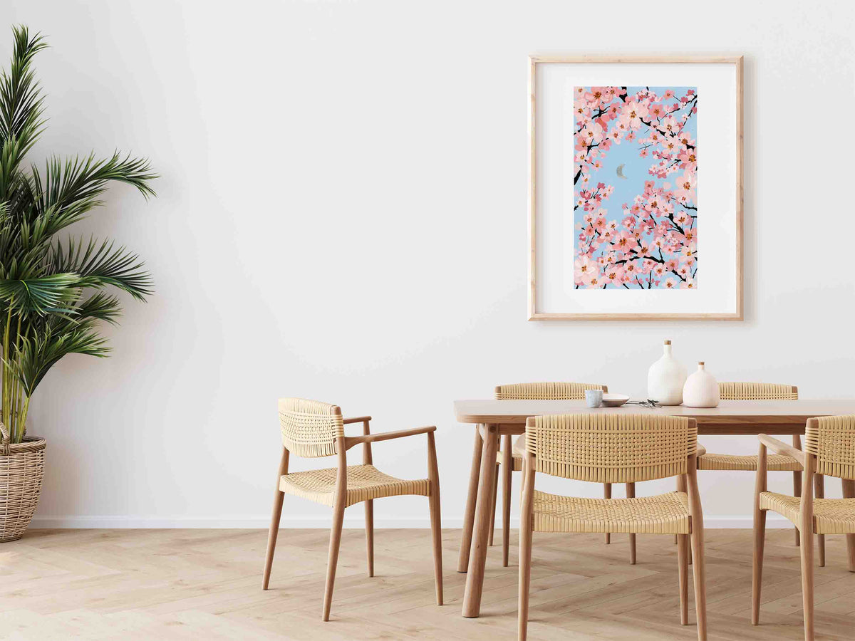Sakura Under Silver Moon - Art Print