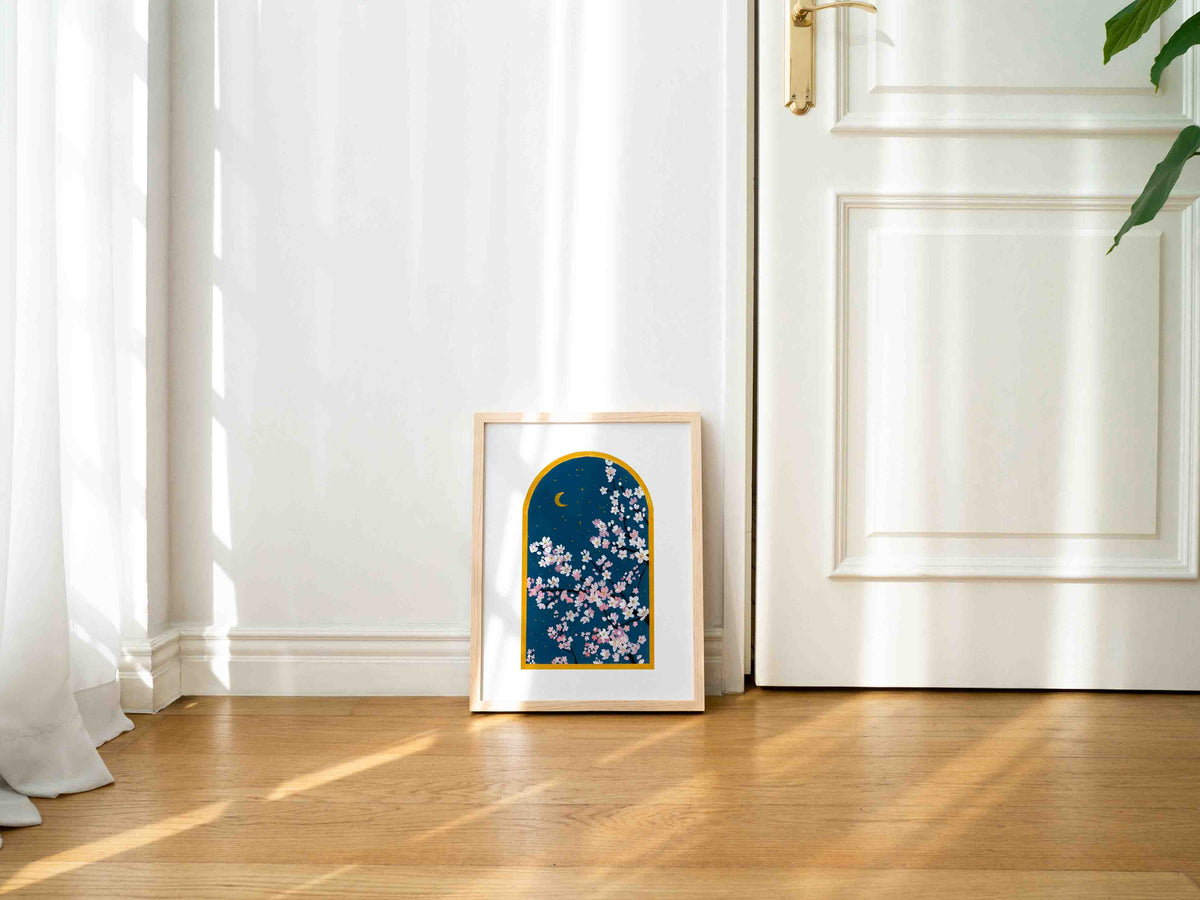 Cherry Blossoms Window Scene - Art Print
