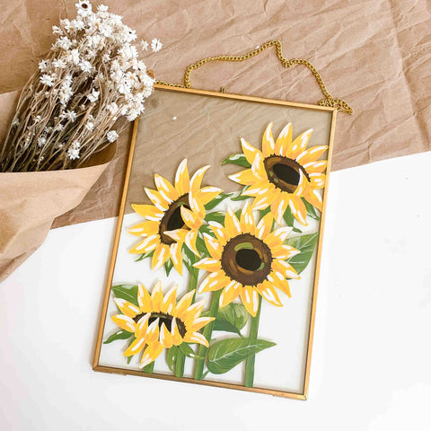 Sunflower Original Glass Painting