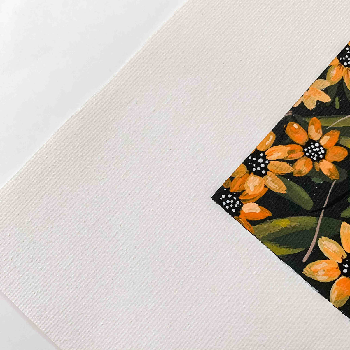 Yellow Flowers Original Painting on Canvas Pad