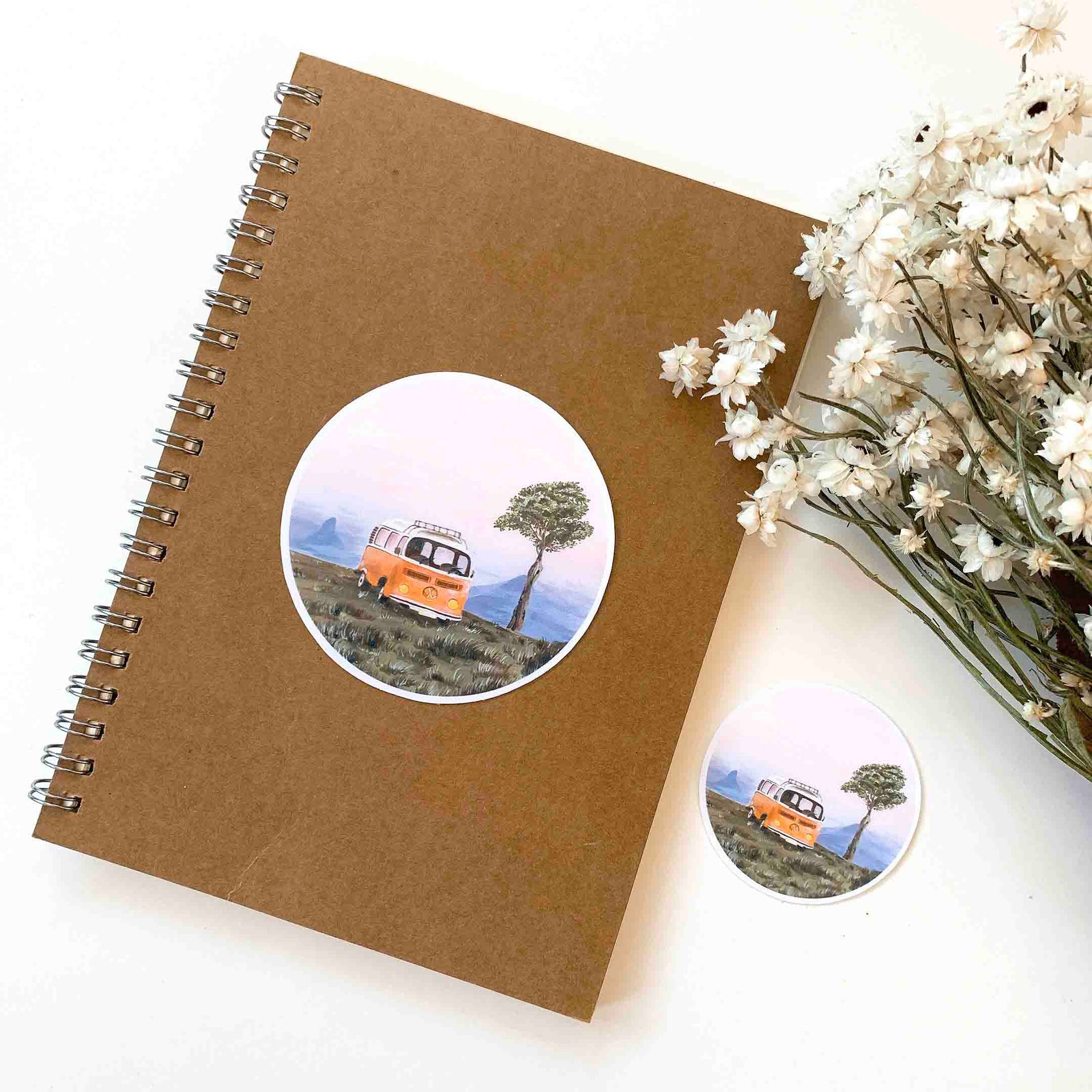 Orange Volkswagen Camping Van Sticker