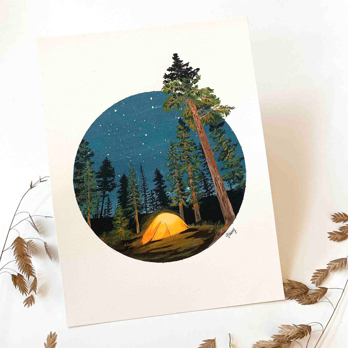 Camping in the Woods Original Painting