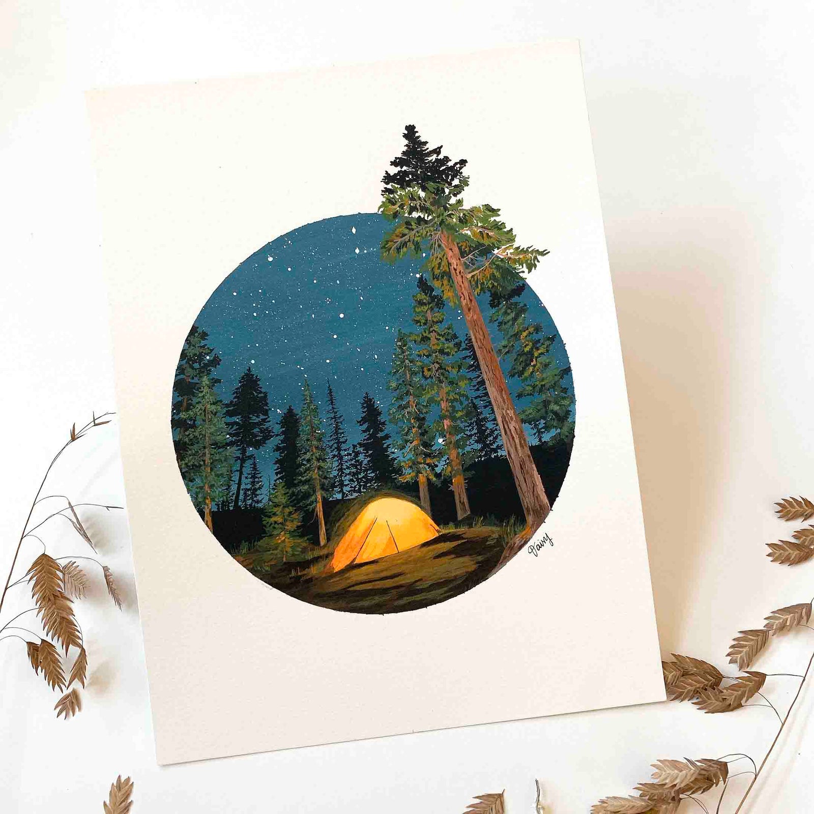 Camping in the Woods Original Painting