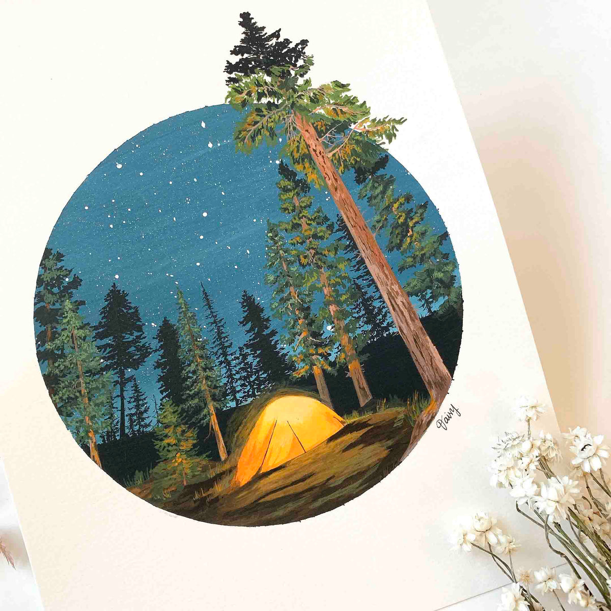 Camping in the Woods Original Painting