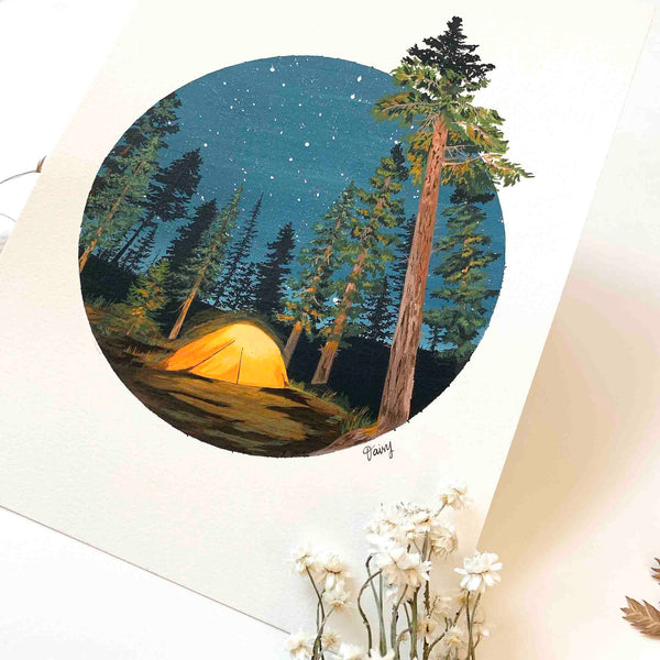 Camping in the Woods Original Painting