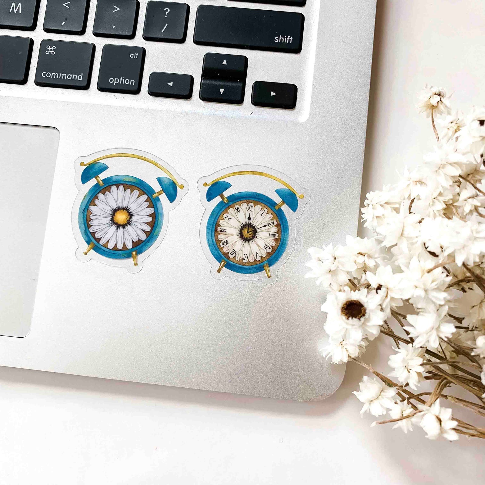 CLEAR Mini Daisy Clock Stickers (set of 2)