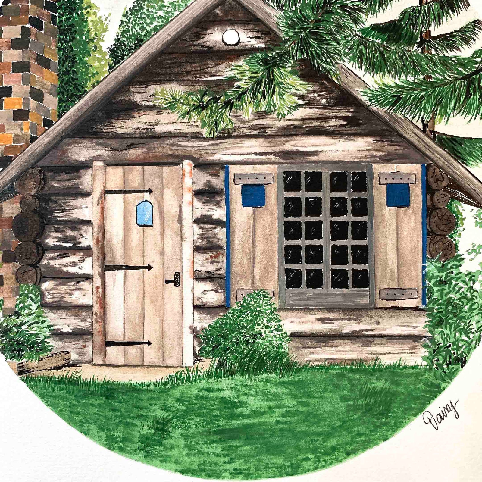 Cabin in the Woods Original Painting