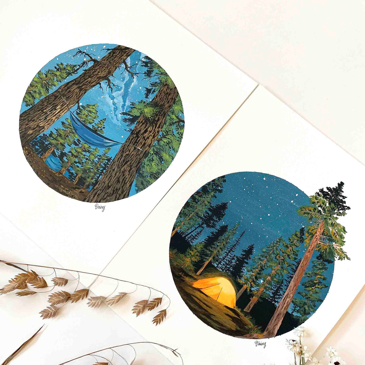 Camping in the Woods Original Painting