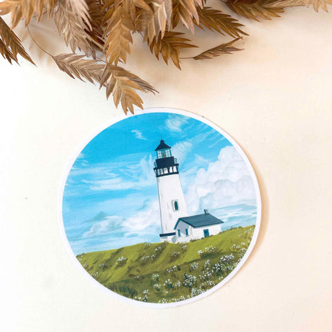 Lighthouse with Daisies Sticker