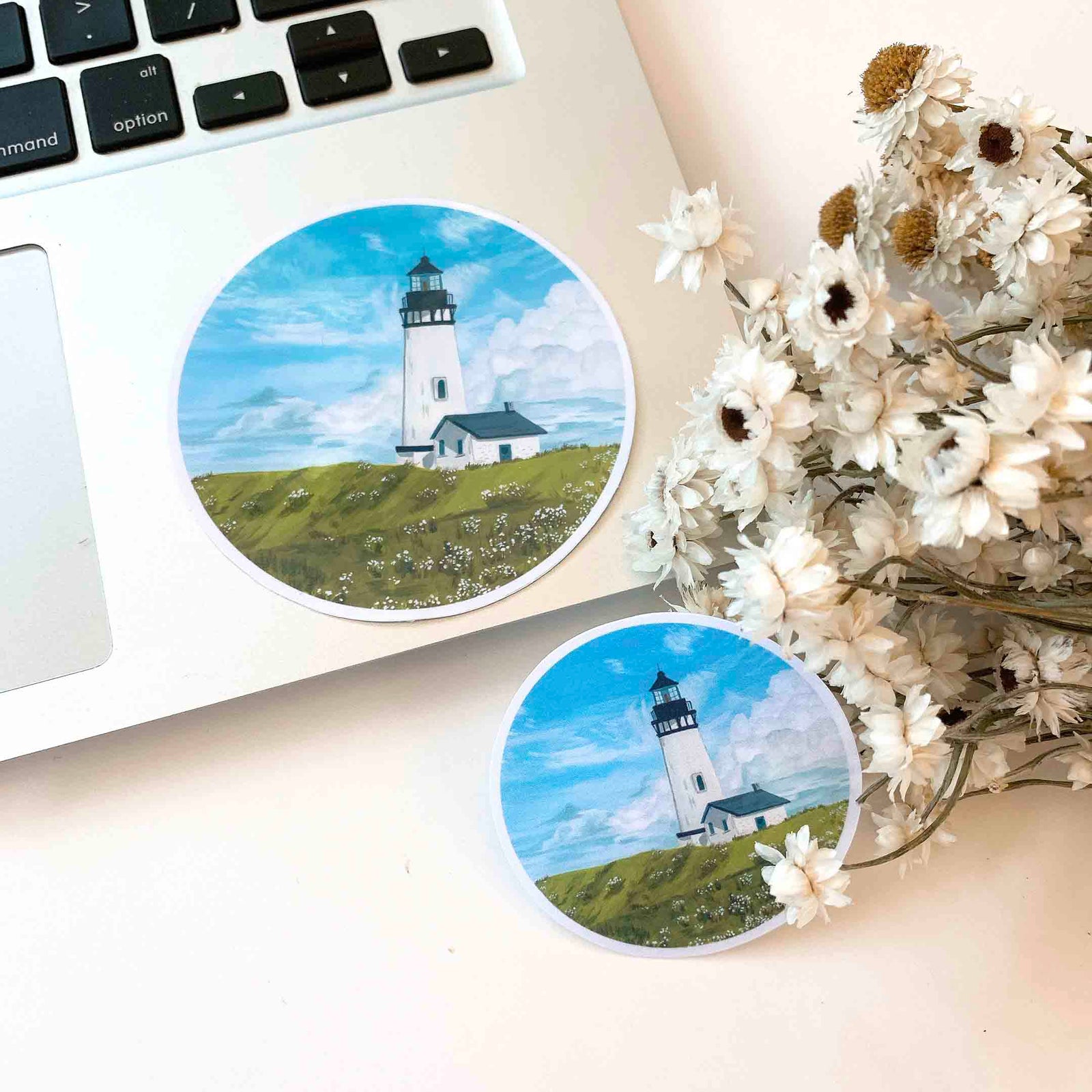 Lighthouse with Daisies Sticker