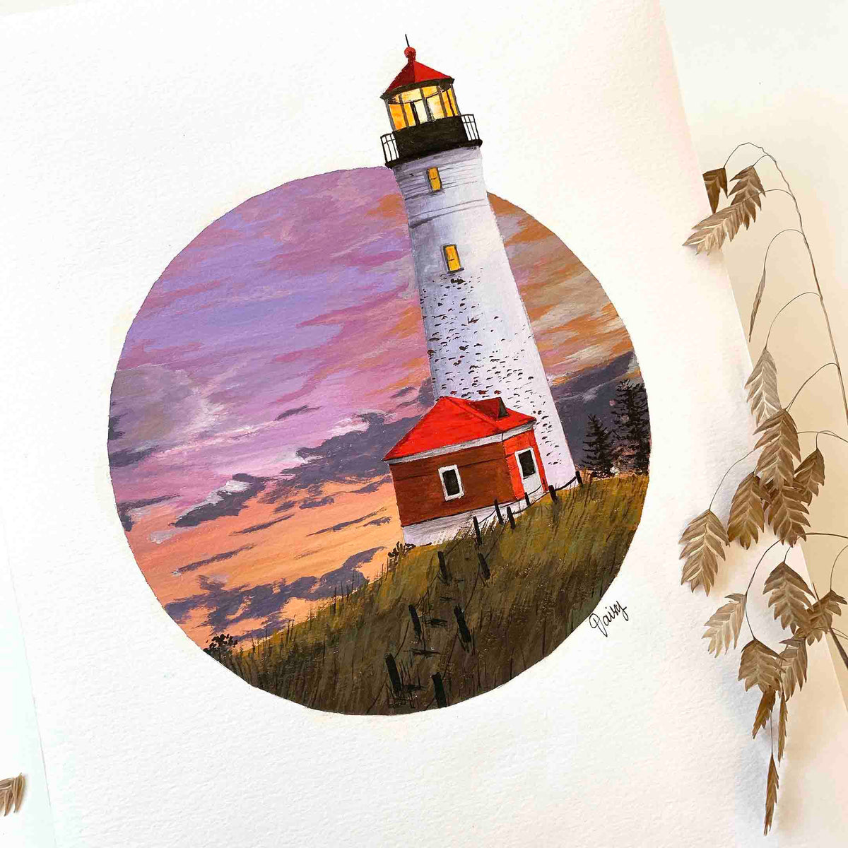 Lighthouse Sunset Original Painting