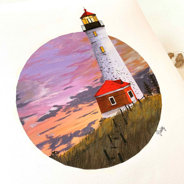 Lighthouse Sunset Original Painting