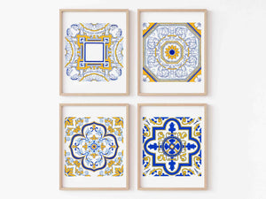 Set of 2 or 4 - Portuguese Tile Art Print