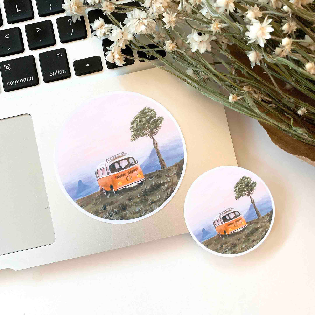 Orange Volkswagen Camping Van Sticker