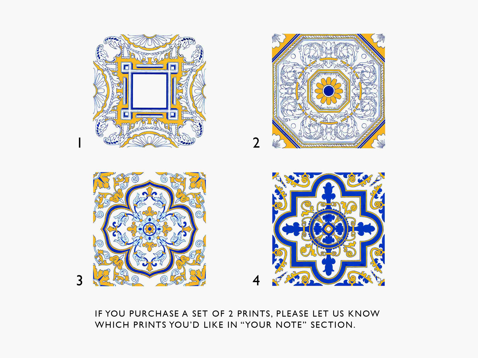 Set of 2 or 4 - Portuguese Tile Art Print